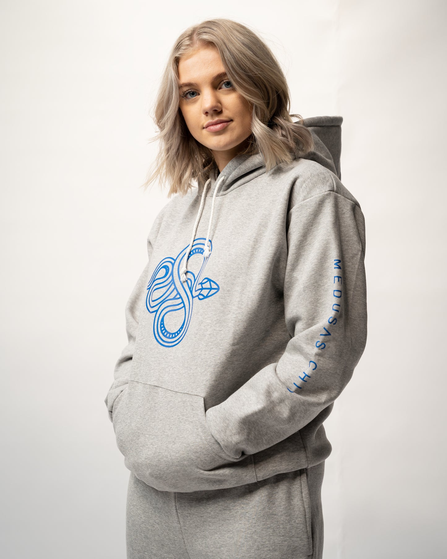 The Signature Hoodie (Unisex), Blue on Grey