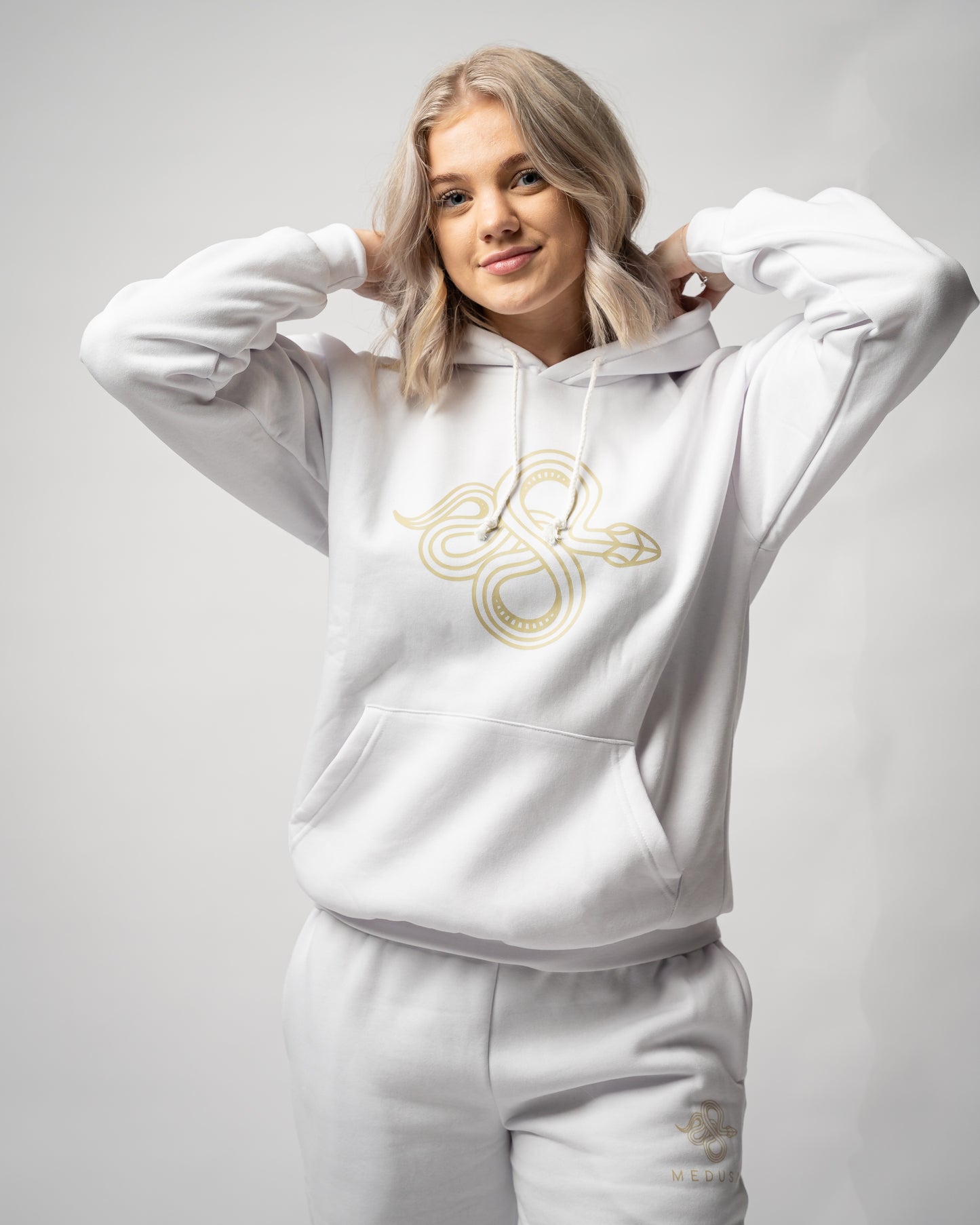 The Signature Hoodie (Unisex), Gold on White