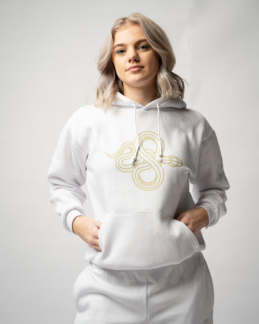 The Signature Hoodie (Unisex), Gold on White