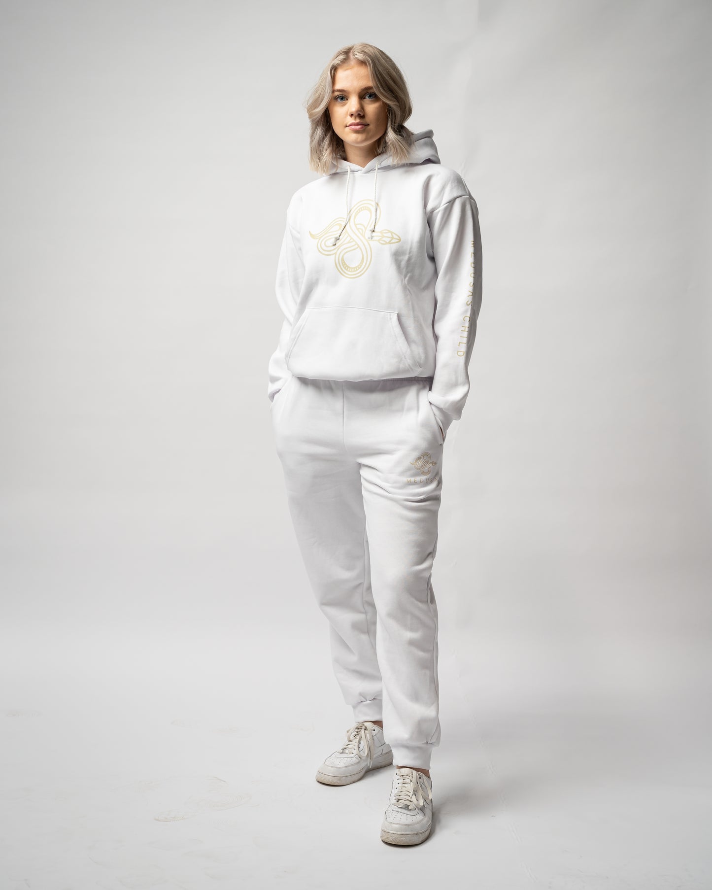 The Signature Hoodie (Unisex), Gold on White