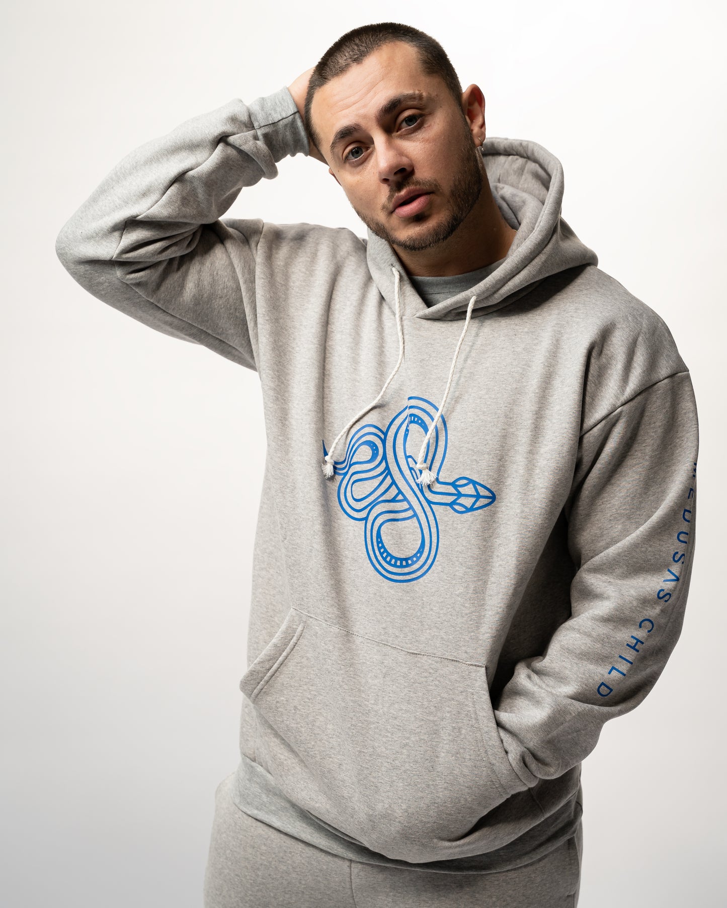 The Signature Hoodie (Unisex), Blue on Grey